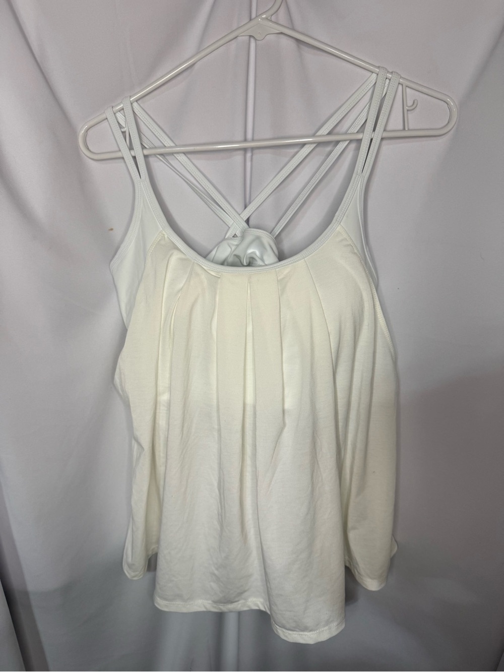 HALARA White Pleated Cross-Back Tank